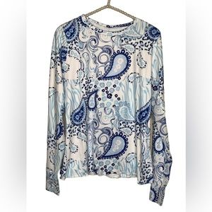 Gottex NWT Long Sleeve Paisley Top, Size S